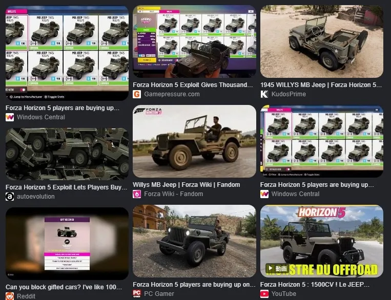 FH5発売当初のWillys Jeep買い集め(ホイールスピン稼ぎ)